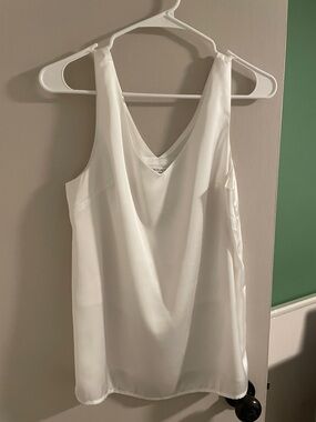 White V-Neck Satin Camisole Top